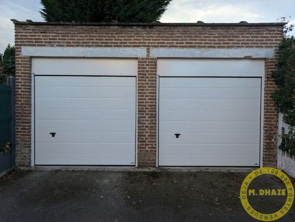 Double porte sectionnelle manuelle Novoferm sur box front à rue à Wasquehal (Nord)